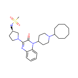 CS(=O)(=O)N[C@@H]1CCN(c2nc3ccccc3n(C3CCN(C4CCCCCCC4)CC3)c2=O)C1 ZINC000168801282