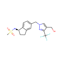 CS(=O)(=O)N[C@@H]1CCc2cc(Cn3cc(CO)c(C(F)(F)F)n3)ccc21 ZINC000066258702