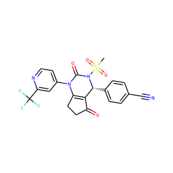 CS(=O)(=O)N1C(=O)N(c2ccnc(C(F)(F)F)c2)C2=C(C(=O)CC2)[C@H]1c1ccc(C#N)cc1 ZINC000224628098