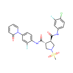 CS(=O)(=O)N1C[C@H](C(=O)Nc2ccc(Cl)c(F)c2)[C@@H](C(=O)Nc2ccc(-n3ccccc3=O)cc2F)C1 ZINC000058590849