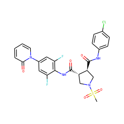 CS(=O)(=O)N1C[C@H](C(=O)Nc2ccc(Cl)cc2)[C@@H](C(=O)Nc2c(F)cc(-n3ccccc3=O)cc2F)C1 ZINC000058583906