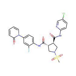 CS(=O)(=O)N1C[C@H](C(=O)Nc2ccc(Cl)cn2)[C@@H](C(=O)Nc2ccc(-n3ccccc3=O)cc2F)C1 ZINC000058592357
