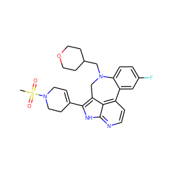 CS(=O)(=O)N1CC=C(c2[nH]c3nccc4c3c2CN(CC2CCOCC2)c2ccc(F)cc2-4)CC1 ZINC001772603835