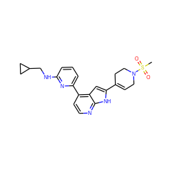 CS(=O)(=O)N1CC=C(c2cc3c(-c4cccc(NCC5CC5)n4)ccnc3[nH]2)CC1 ZINC000226070674
