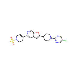 CS(=O)(=O)N1CC=C(c2cc3cc(C4CCN(c5ncc(Cl)cn5)CC4)oc3cn2)CC1 ZINC000215832791