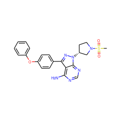 CS(=O)(=O)N1CC[C@@H](n2nc(-c3ccc(Oc4ccccc4)cc3)c3c(N)ncnc32)C1 ZINC000653783605