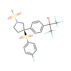 CS(=O)(=O)N1CC[C@](c2ccc(C(O)(C(F)(F)F)C(F)(F)F)cc2)(S(=O)(=O)c2ccc(F)cc2)C1 ZINC001772600521