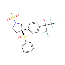 CS(=O)(=O)N1CC[C@](c2ccc(C(O)(C(F)(F)F)C(F)(F)F)cc2)(S(=O)(=O)c2ccccc2)C1 ZINC001772645781