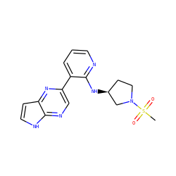 CS(=O)(=O)N1CC[C@H](Nc2ncccc2-c2cnc3[nH]ccc3n2)C1 ZINC000168977173
