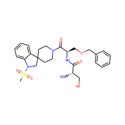 CS(=O)(=O)N1CC2(CCN(C(=O)[C@@H](COCc3ccccc3)NC(=O)[C@@H](N)CO)CC2)c2ccccc21 ZINC000029569029