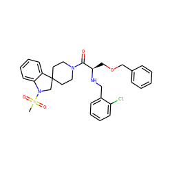 CS(=O)(=O)N1CC2(CCN(C(=O)[C@@H](COCc3ccccc3)NCc3ccccc3Cl)CC2)c2ccccc21 ZINC000084462231