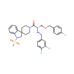 CS(=O)(=O)N1CC2(CCN(C(=O)[C@H](COCc3ccc(Cl)cc3)NCc3ccc(Cl)c(Cl)c3)CC2)c2ccccc21 ZINC000029547026