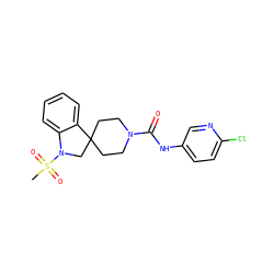 CS(=O)(=O)N1CC2(CCN(C(=O)Nc3ccc(Cl)nc3)CC2)c2ccccc21 ZINC000045300408