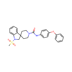 CS(=O)(=O)N1CC2(CCN(C(=O)Nc3ccc(Oc4ccccc4)cc3)CC2)c2ccccc21 ZINC000045285460
