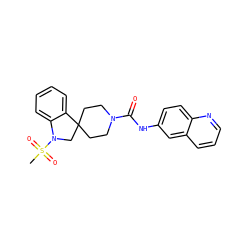 CS(=O)(=O)N1CC2(CCN(C(=O)Nc3ccc4ncccc4c3)CC2)c2ccccc21 ZINC000045300143