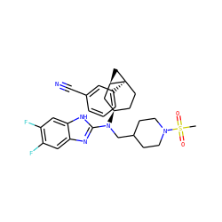 CS(=O)(=O)N1CCC(CN(c2nc3cc(F)c(F)cc3[nH]2)[C@@H]2CC[C@]3(c4cccc(C#N)c4)C[C@@H]3C2)CC1 ZINC000036351861