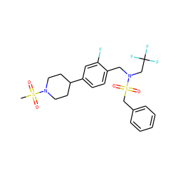 CS(=O)(=O)N1CCC(c2ccc(CN(CC(F)(F)F)S(=O)(=O)Cc3ccccc3)c(F)c2)CC1 ZINC000147285264