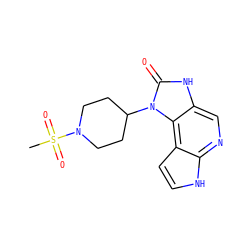 CS(=O)(=O)N1CCC(n2c(=O)[nH]c3cnc4[nH]ccc4c32)CC1 ZINC000118039218