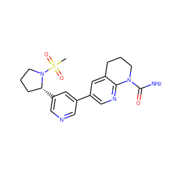 CS(=O)(=O)N1CCC[C@H]1c1cncc(-c2cnc3c(c2)CCCN3C(N)=O)c1 ZINC001772584207
