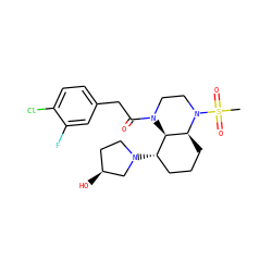 CS(=O)(=O)N1CCN(C(=O)Cc2ccc(Cl)c(F)c2)[C@@H]2[C@@H](N3CC[C@H](O)C3)CCC[C@@H]21 ZINC001772601033