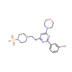 CS(=O)(=O)N1CCN(CNc2nc(-c3cccc(O)c3)nc(N3CCOCC3)n2)CC1 ZINC000653743774