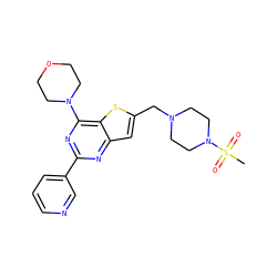 CS(=O)(=O)N1CCN(Cc2cc3nc(-c4cccnc4)nc(N4CCOCC4)c3s2)CC1 ZINC000049054528