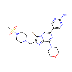 CS(=O)(=O)N1CCN(Cc2nc3c(N4CCOCC4)nc(-c4cnc(N)nc4)cn3c2Br)CC1 ZINC000084730772