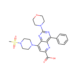 CS(=O)(=O)N1CCN(c2cc(C(=O)O)nc3c(-c4ccccc4)nc(N4CCOCC4)nc23)CC1 ZINC000143090629