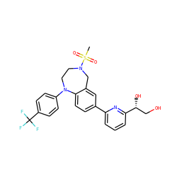 CS(=O)(=O)N1CCN(c2ccc(C(F)(F)F)cc2)c2ccc(-c3cccc([C@H](O)CO)n3)cc2C1 ZINC000230509175