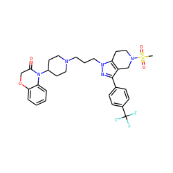 CS(=O)(=O)N1CCc2c(c(-c3ccc(C(F)(F)F)cc3)nn2CCCN2CCC(N3C(=O)COc4ccccc43)CC2)C1 ZINC000034804848