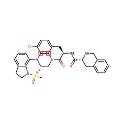 CS(=O)(=O)N1CCc2cccc(N3CCN(C(=O)[C@@H](Cc4ccc(Cl)cc4)NC(=O)[C@H]4Cc5ccccc5CN4)CC3)c21 ZINC000096309528