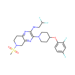 CS(=O)(=O)N1CCc2nc(NCC(F)F)c(N3CCC(Oc4ccc(F)cc4F)CC3)nc2C1 ZINC001772574472