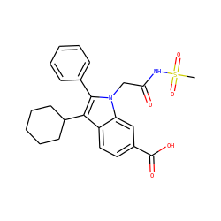 CS(=O)(=O)NC(=O)Cn1c(-c2ccccc2)c(C2CCCCC2)c2ccc(C(=O)O)cc21 ZINC000013609934