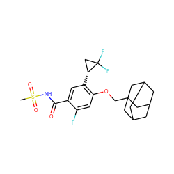 CS(=O)(=O)NC(=O)c1cc([C@@H]2CC2(F)F)c(OCC23CC4CC(CC(C4)C2)C3)cc1F ZINC000216250892