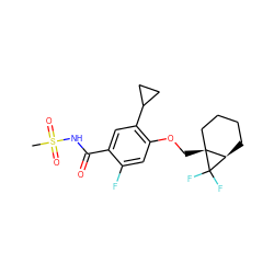 CS(=O)(=O)NC(=O)c1cc(C2CC2)c(OC[C@@]23CCCC[C@H]2C3(F)F)cc1F ZINC000261190779