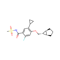 CS(=O)(=O)NC(=O)c1cc(C2CC2)c(OC[C@@H]2[C@H]3CCC[C@H]32)cc1F ZINC000261074078