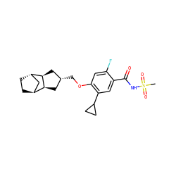 CS(=O)(=O)NC(=O)c1cc(C2CC2)c(OC[C@@H]2C[C@H]3[C@H]4CC[C@@H](C4)[C@H]3C2)cc1F ZINC000261162381