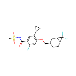 CS(=O)(=O)NC(=O)c1cc(C2CC2)c(OC[C@@H]2CC[C@@H]3[C@H](C2)C3(F)F)cc1F ZINC000261089900