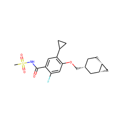 CS(=O)(=O)NC(=O)c1cc(C2CC2)c(OC[C@@H]2CC[C@@H]3C[C@@H]3C2)cc1F ZINC000261177374