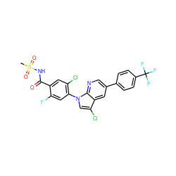 CS(=O)(=O)NC(=O)c1cc(Cl)c(-n2cc(Cl)c3cc(-c4ccc(C(F)(F)F)cc4)cnc32)cc1F ZINC001772644465