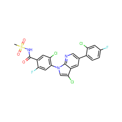 CS(=O)(=O)NC(=O)c1cc(Cl)c(-n2cc(Cl)c3cc(-c4ccc(F)cc4Cl)cnc32)cc1F ZINC001772650811