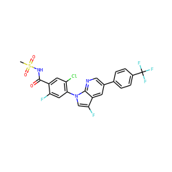CS(=O)(=O)NC(=O)c1cc(Cl)c(-n2cc(F)c3cc(-c4ccc(C(F)(F)F)cc4)cnc32)cc1F ZINC001772617080