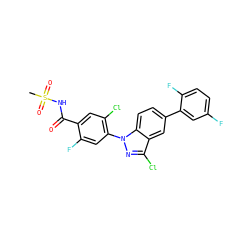 CS(=O)(=O)NC(=O)c1cc(Cl)c(-n2nc(Cl)c3cc(-c4cc(F)ccc4F)ccc32)cc1F ZINC001772575346