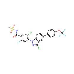 CS(=O)(=O)NC(=O)c1cc(Cl)c(-n2nc(Cl)c3cc(-c4ccc(OC(F)(F)F)cc4)ccc32)cc1F ZINC001772644822