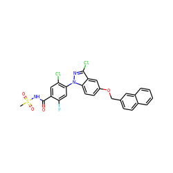 CS(=O)(=O)NC(=O)c1cc(Cl)c(-n2nc(Cl)c3cc(OCc4ccc5ccccc5c4)ccc32)cc1F ZINC001772630796