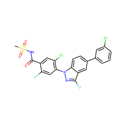 CS(=O)(=O)NC(=O)c1cc(Cl)c(-n2nc(F)c3cc(-c4cccc(Cl)c4)ccc32)cc1F ZINC001772582302