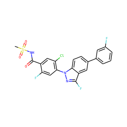 CS(=O)(=O)NC(=O)c1cc(Cl)c(-n2nc(F)c3cc(-c4cccc(F)c4)ccc32)cc1F ZINC001772614406