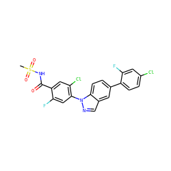 CS(=O)(=O)NC(=O)c1cc(Cl)c(-n2ncc3cc(-c4ccc(Cl)cc4F)ccc32)cc1F ZINC001772621809