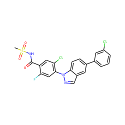 CS(=O)(=O)NC(=O)c1cc(Cl)c(-n2ncc3cc(-c4cccc(Cl)c4)ccc32)cc1F ZINC001772627619
