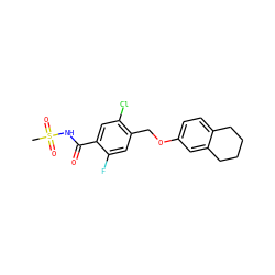 CS(=O)(=O)NC(=O)c1cc(Cl)c(COc2ccc3c(c2)CCCC3)cc1F ZINC000216204852